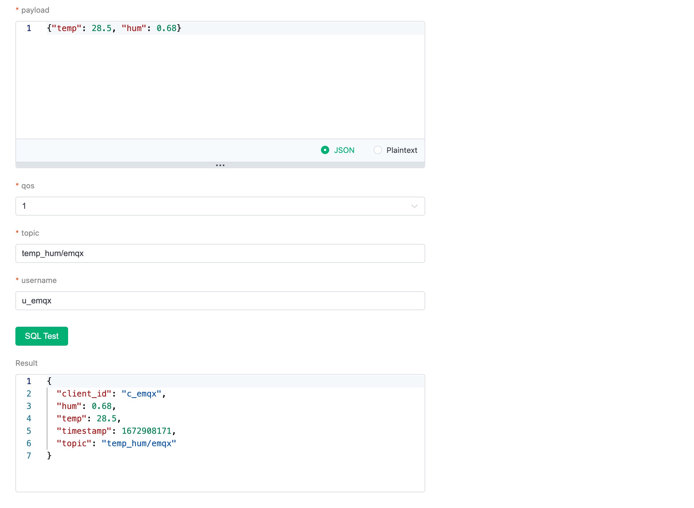 EMQX Cloud Data Integration Rule Creation Step 2